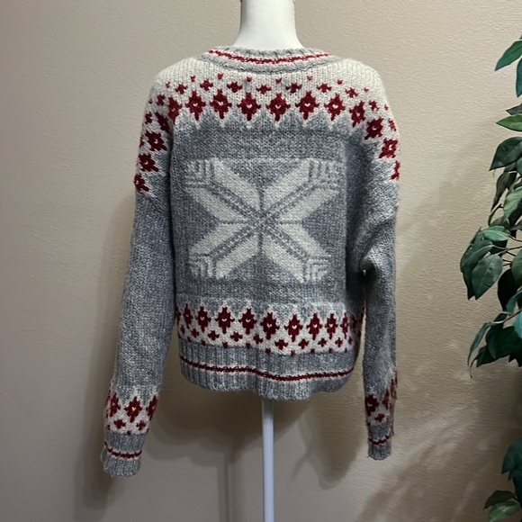 American Eagle Outfitters Fair isle Chunky Knit crop relaxed Sweater Sze L - Picture 6 of 13